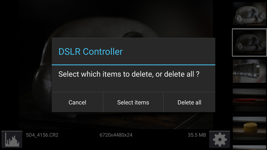 DSLR-Controller Bedienungsanleitung - Mehrere auszuwählende oder alle Fotos löschen