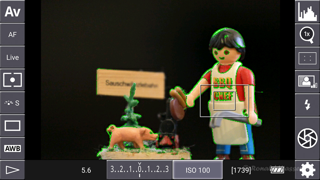 DSLR-Controller Anleitung - Display filter: Peaking Green