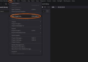 DaVinci Resolve - Projekt speichern