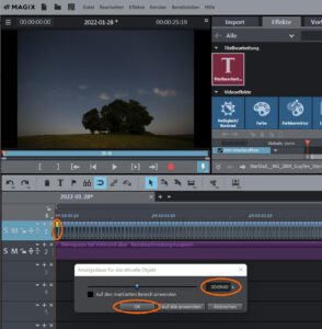 Zeitraffer-Video mit Magix Video - Markiertes erstes Foto auf Titellänge setzen