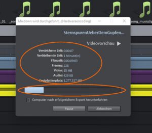 Zeitraffer-Video mit Magix Video - Fortschrittsanzeige (Film-Export)