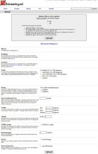 Plate Solving: Astronomy.net-Upload-Seite