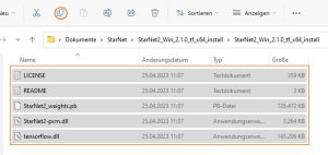 StarNet V2 Dateien auswählen und kopieren