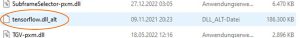 Vor dem Einfügen habe ich die Datei tensorflow.dll in tensorflow.dll_alt umbenannt