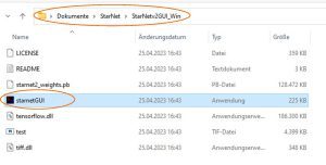 Stand-alone-Version (StarNet-GUI) durch Doppelklick starten