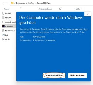 Trotz Warnung soll StarNet-GUI ausgeführt werden