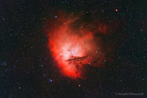 Astro-Fotografie: Der Pacmannebel NGC 281 mit Duo-Narrowband-Filter im Sternbild Kassiopeia