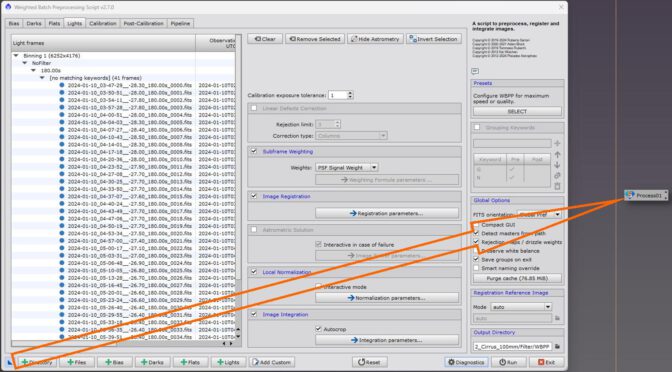 PixInsight-WBPP mit Dateien speichern und wiederverwenden