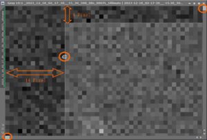 Astrofotos verschiedener Kameras gemeinsam stacken: Linken Rand um 14 Pixel, oberen Rand um 4 Pixel korrigiert