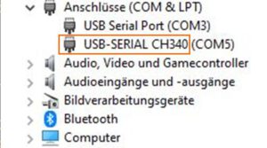 Eintrag der Schnittstelle im Gerätemanager (hier: COM5)