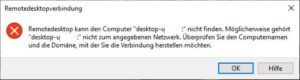 Verbindungsprobleme - Fehlermeldung