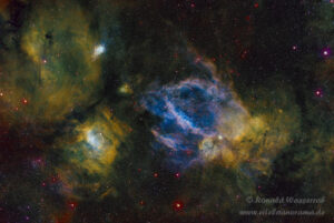 Sh2-157 - Der Hummerscherennebel mit dem Blasennebel NGC 7635 und dem offenen Sternhaufen M52