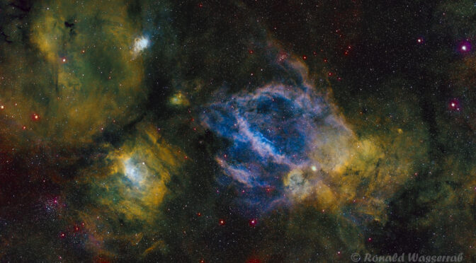 Sh2-157 - Der Hummerscherennebel mit dem Blasennebel NGC 7635 und dem offenen Sternhaufen M52