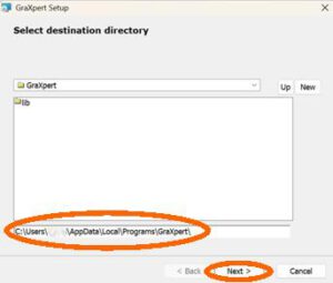 GraXpert Installations-Verzeichnis