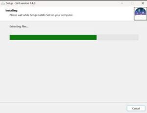 Siril 1.4 Fortschritt der Installation