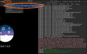 Siril 1.4 Kataloginstaller aufrufen