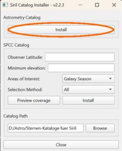 Astrometry-Katalog installieren