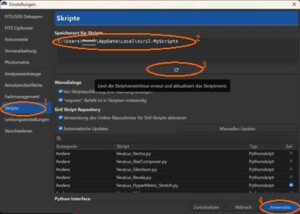 Speicherort für (eigene) Skripte und dort abgelegte Skripte laden