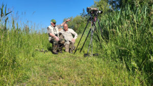 Vom Weg aus fotografieren und filmen wir die Beutelmeise