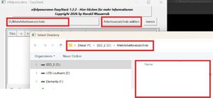 Kurzanleitung für EasyStack - Leeres Arbeitsverzeichnis wählen
