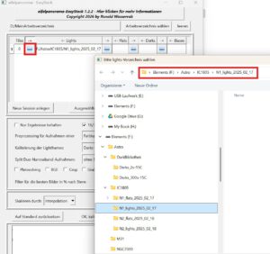 Verzeichnis mit den Originaldaten (Lights) wählen